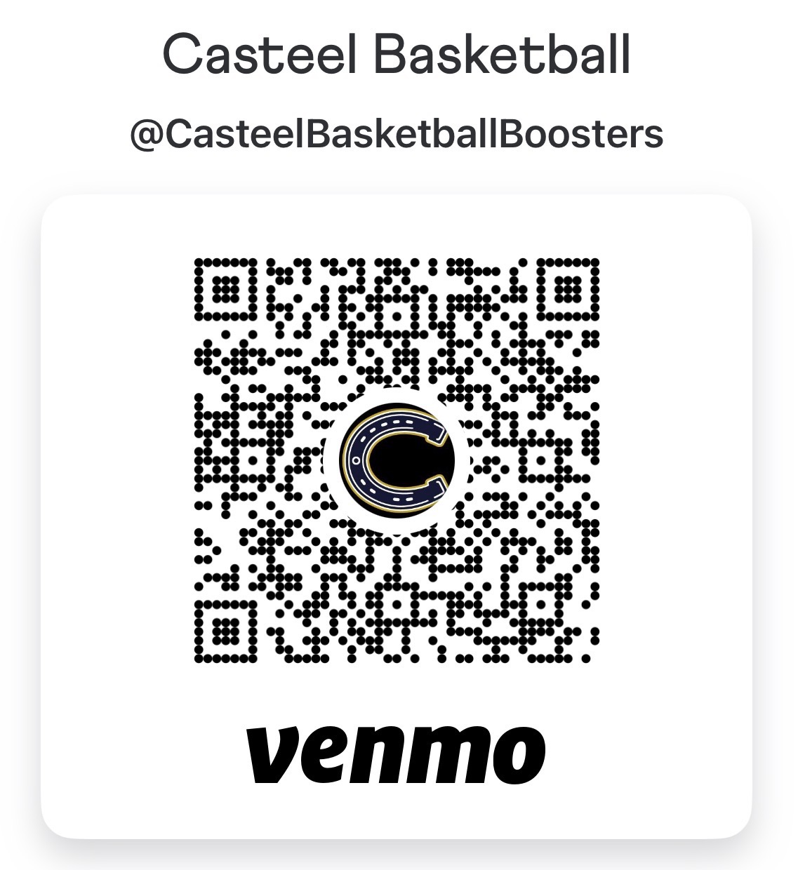 Venmo QR code for @CasteelBasketballBoosters